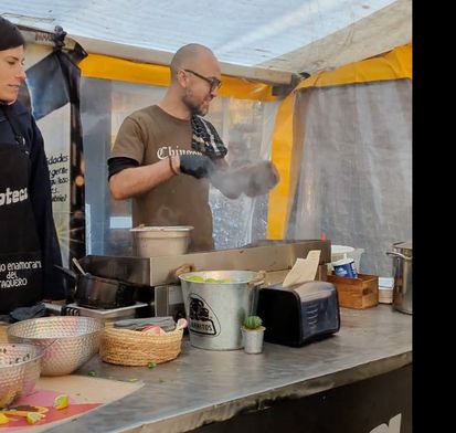 Falafel wrap being made at De Goude Tent